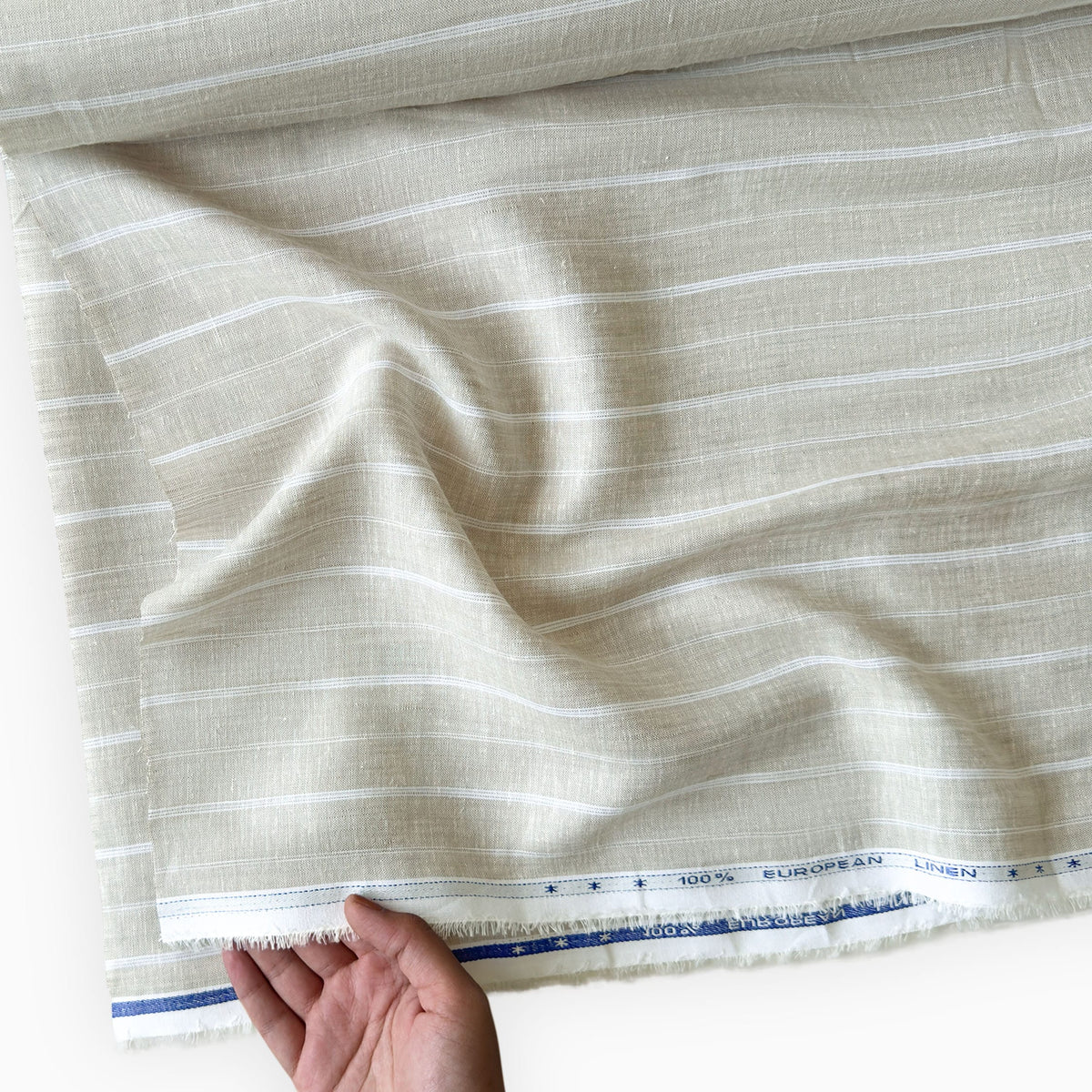 Natural Grey & White Stripes 70 LEA Linen Fabric