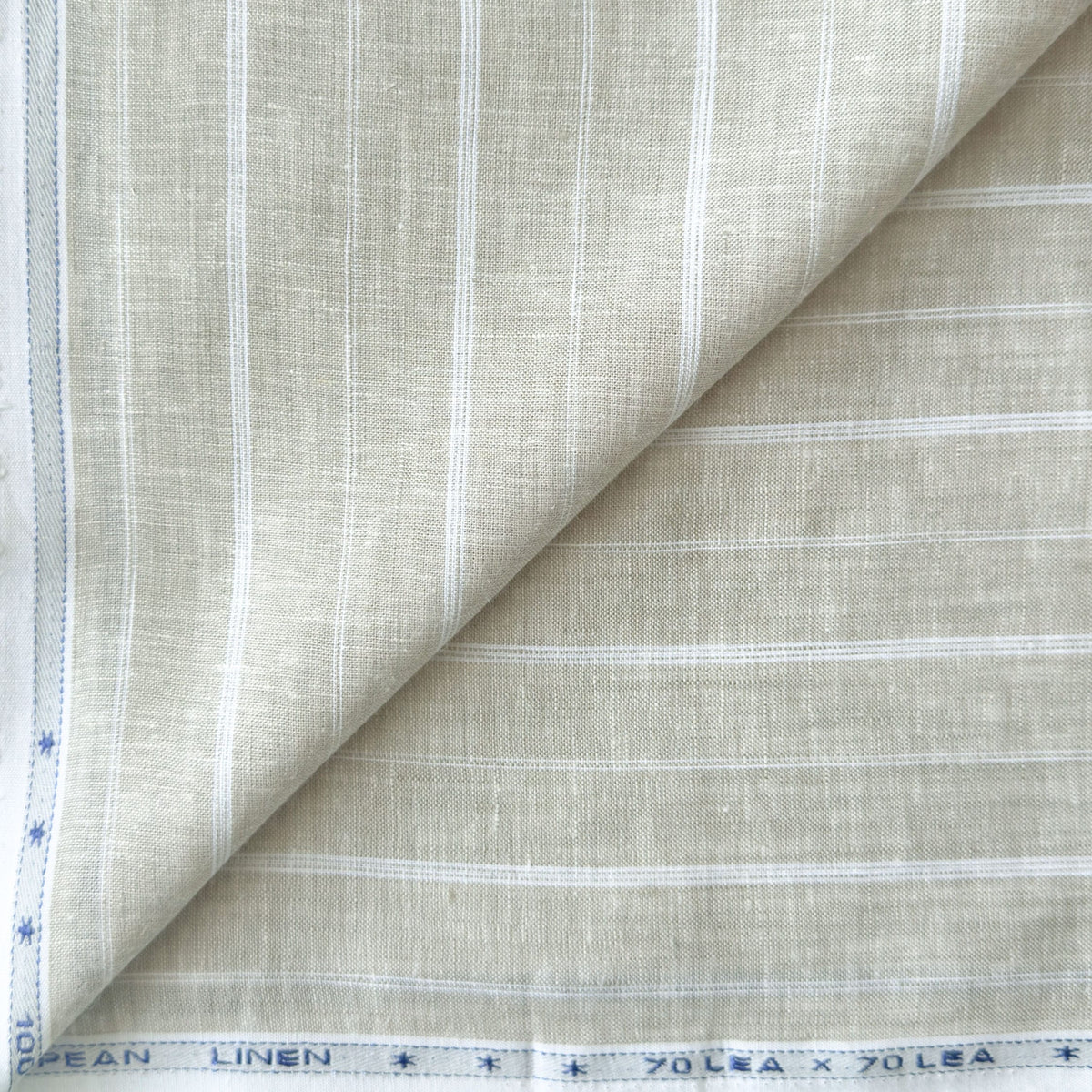 Natural Grey & White Stripes 70 LEA Linen Fabric