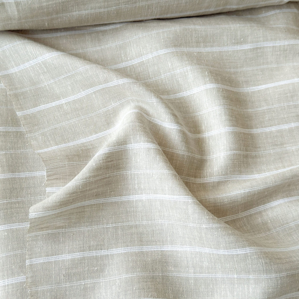 Natural Grey & White Stripes 70 LEA Linen Fabric