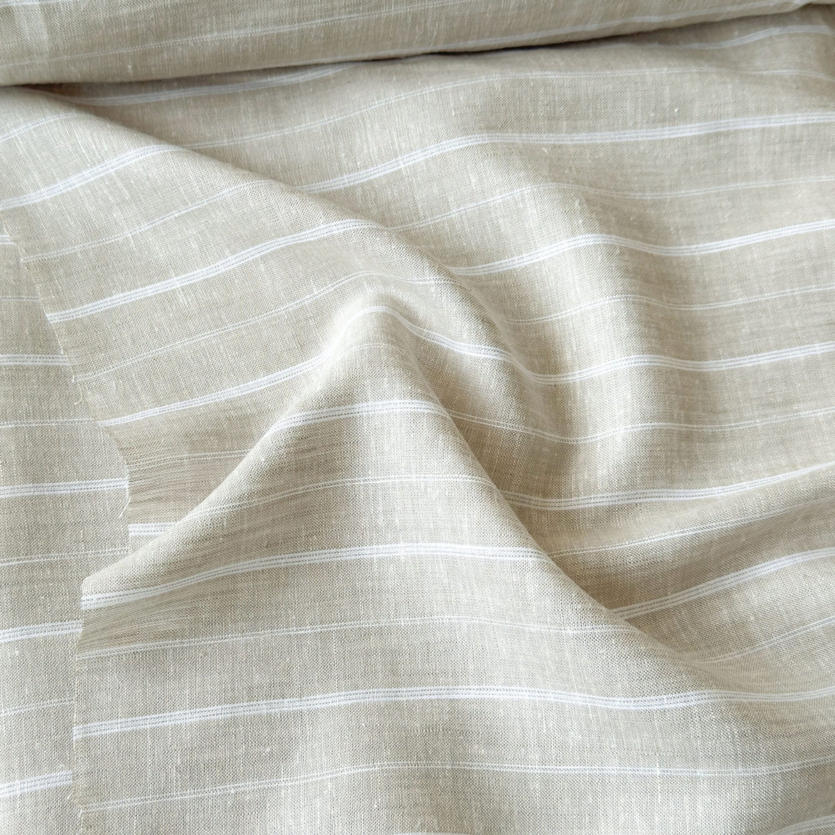 Natural Grey & White Stripes 70 LEA Linen Fabric
