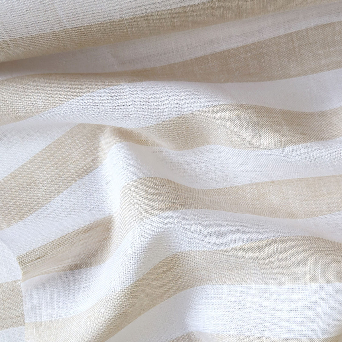 Off-White & Beige Stripes 60 LEA Linen Fabric