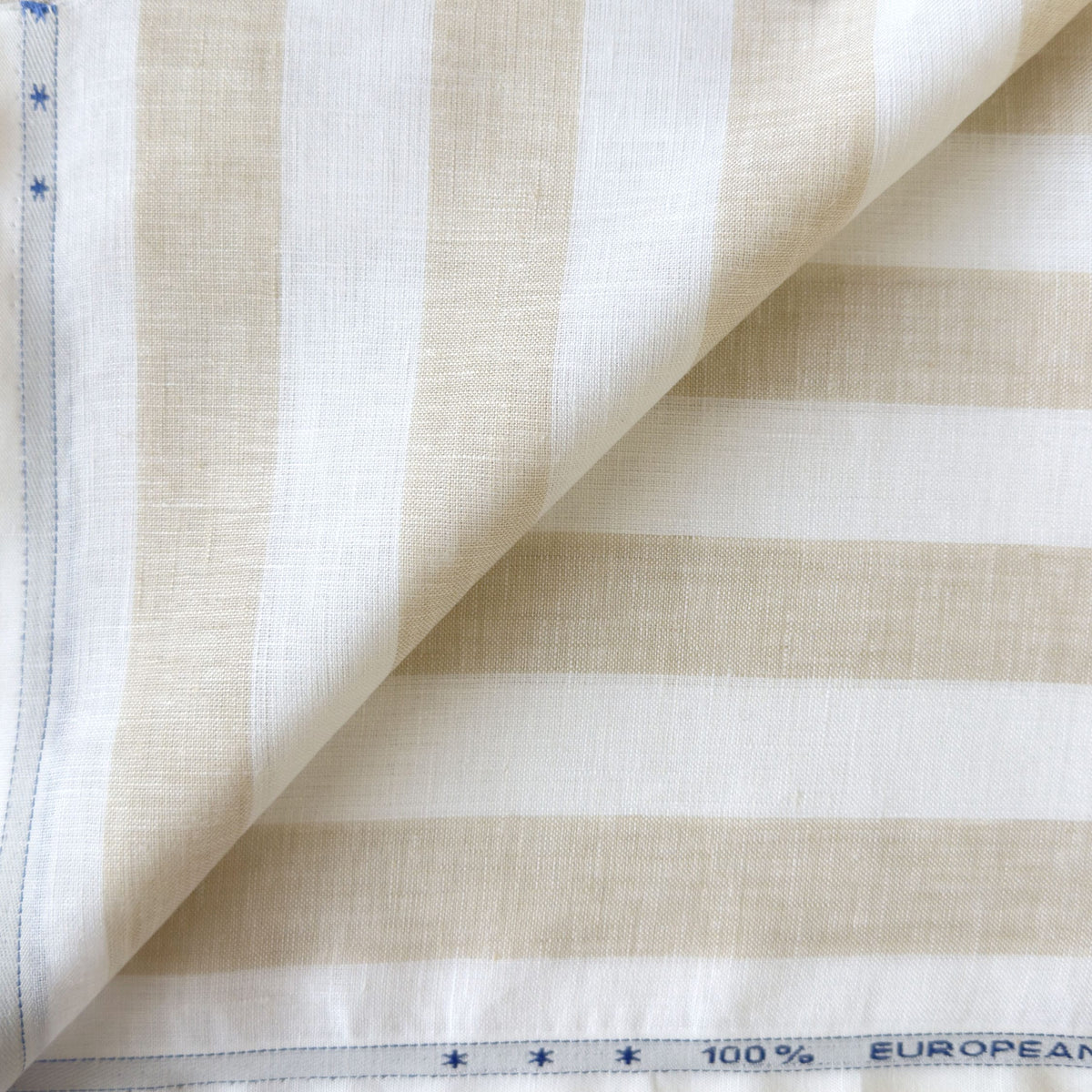 Off-White & Beige Stripes 60 LEA Linen Fabric