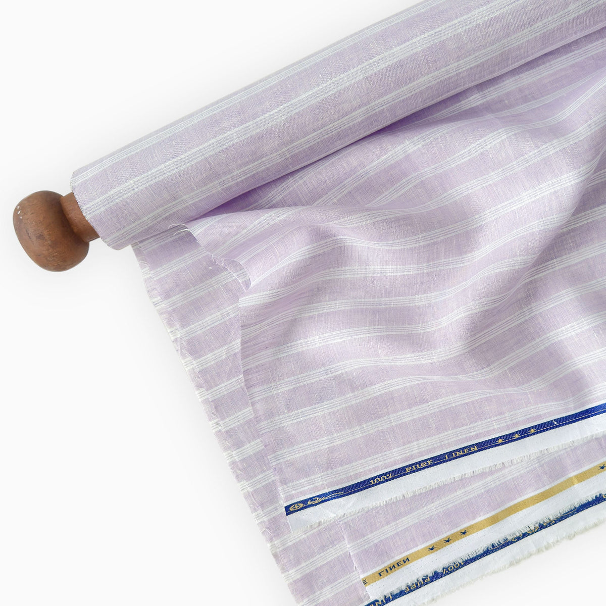 Pastel Lilac & White Stripes 60 LEA Linen Fabric