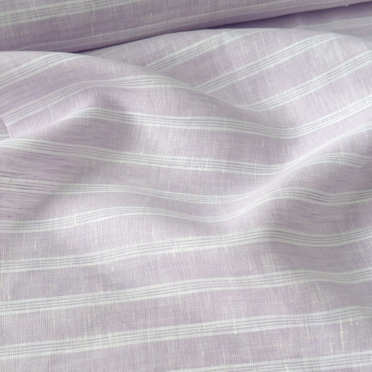 Pastel Lilac & White Stripes 60 LEA Linen Fabric