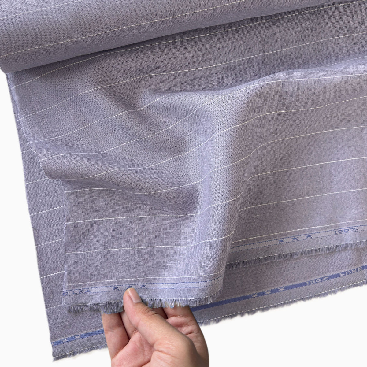 Persian Violet & White Stripes 60 LEA Linen Fabric