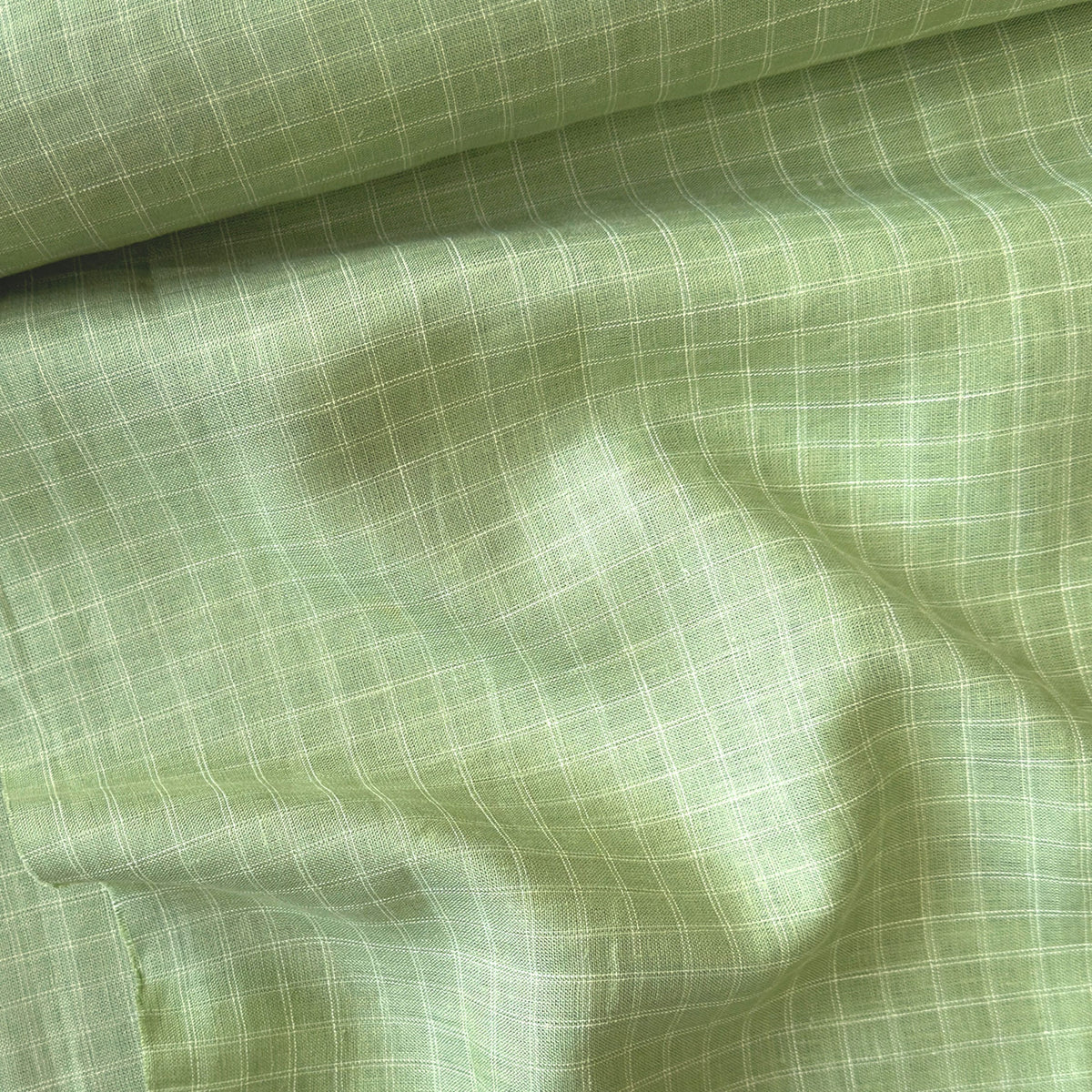Pistachio & White Checks 60 LEA Linen Fabric