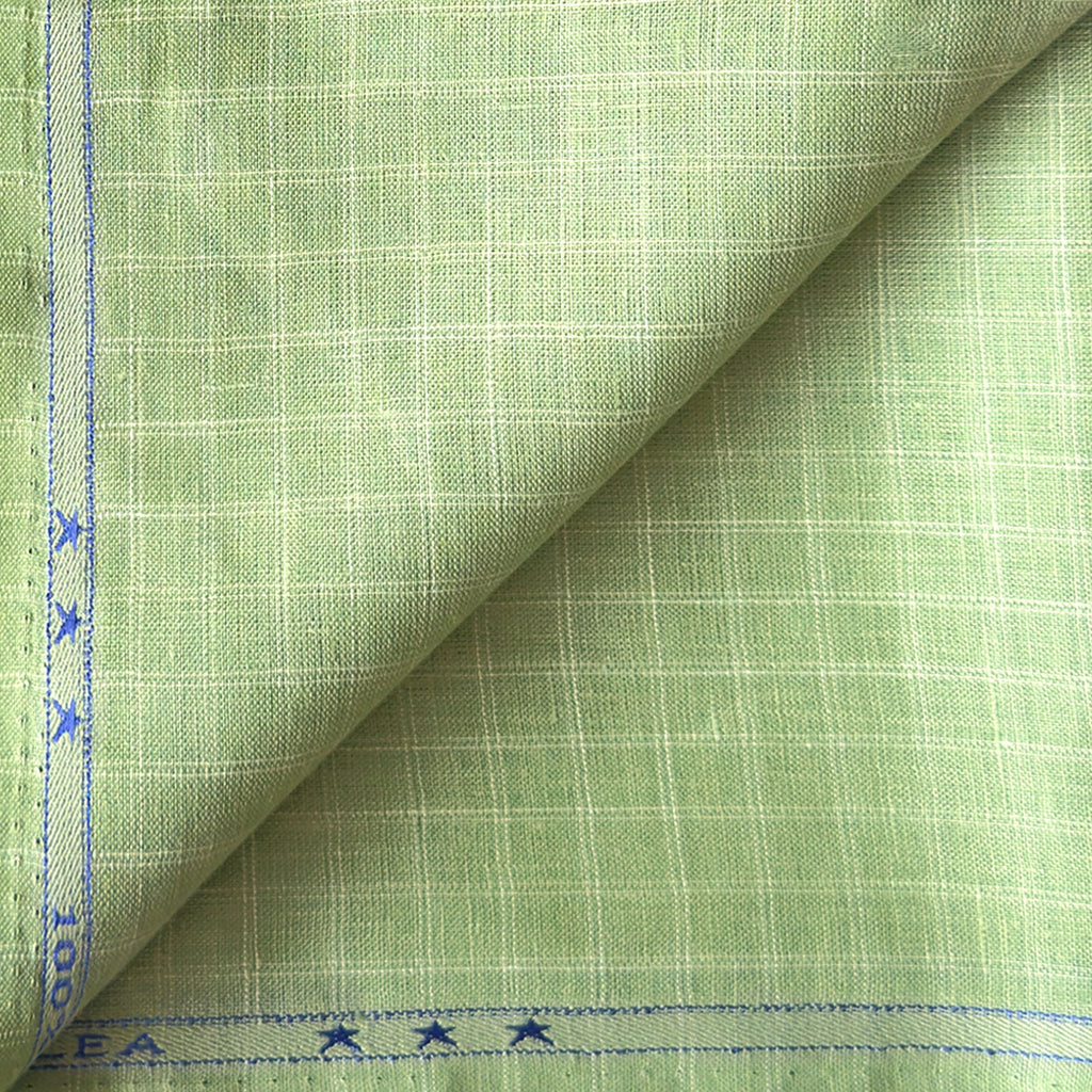 Pistachio & White Checks 60 LEA Linen Fabric