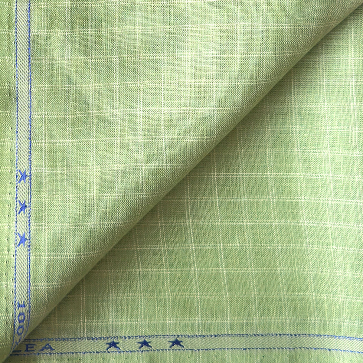 Pistachio & White Checks 60 LEA Linen Fabric