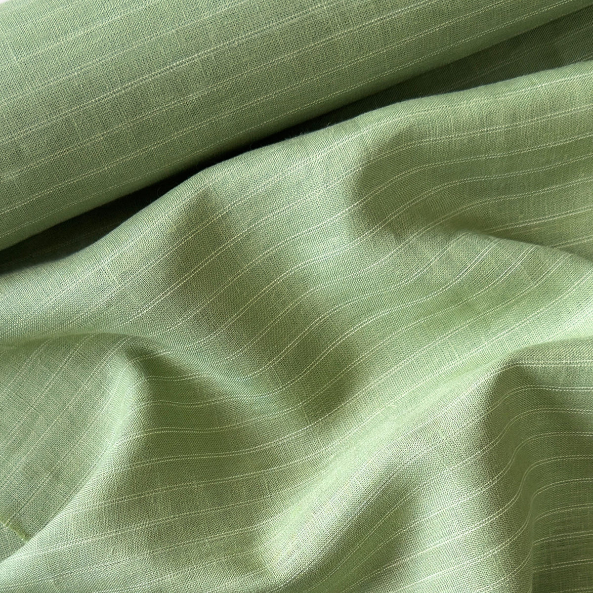 Pistachio & White Stripes 60 LEA Linen Fabric