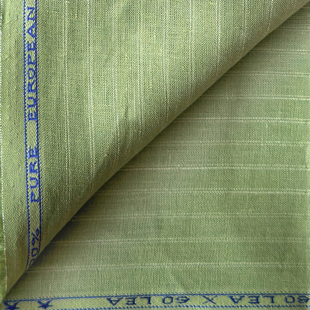 Pistachio & White Stripes 60 LEA Linen Fabric