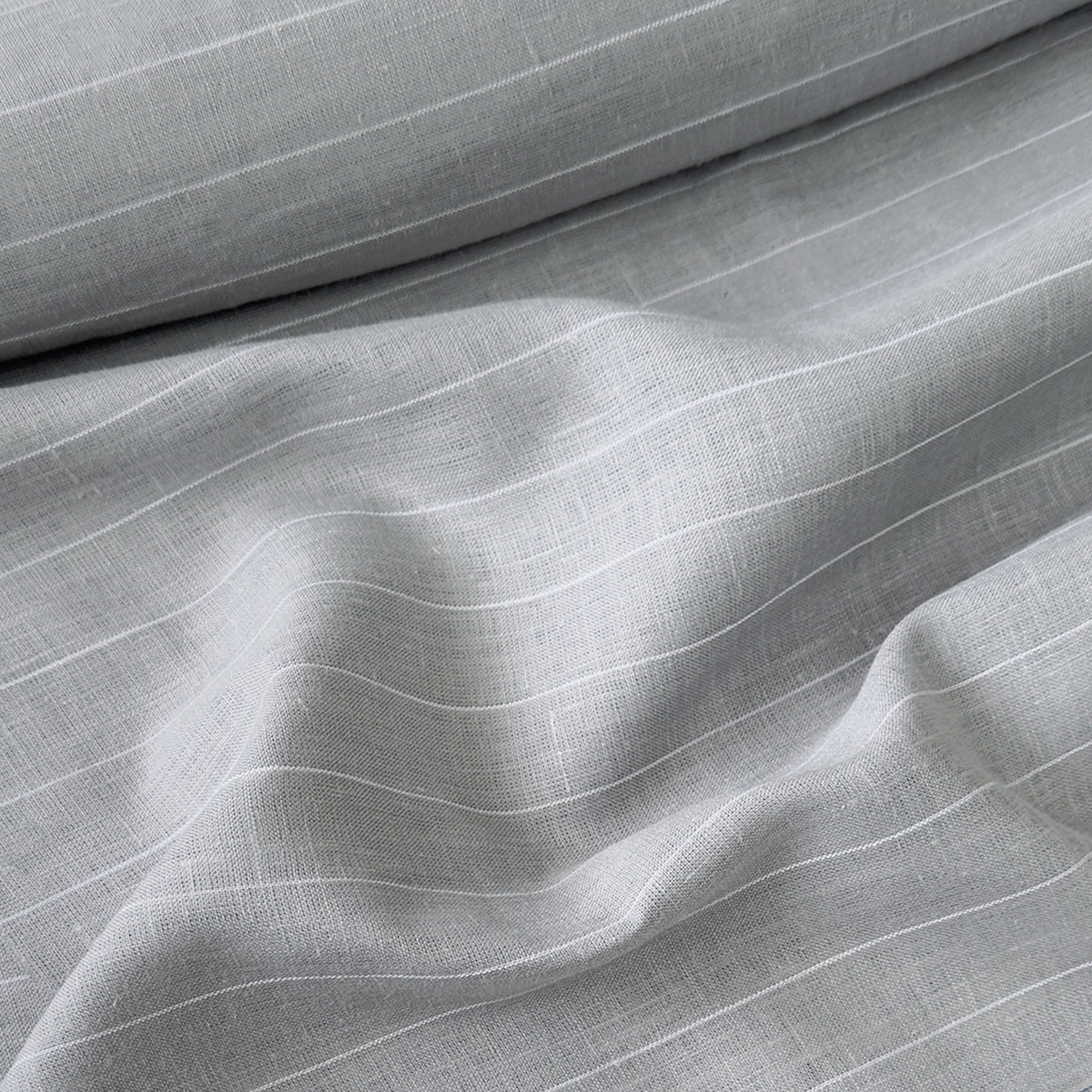 Powder Grey & White Stripes 60 LEA Linen Fabric