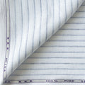 Pure White & Blue-Black Stripes 60 LEA Linen Fabric