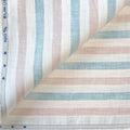 Pure White & Blue-Brown Stripes 60 LEA Linen Fabric