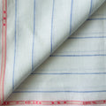 Pure White & Blue Stripes 60 LEA Linen Fabric