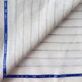 Pure White & Brown-Blue Stripes 60 LEA Linen Fabric