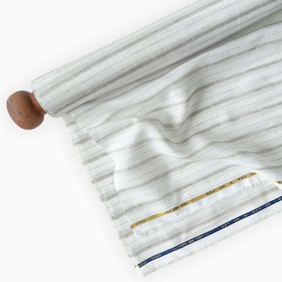 Pure White & Grey Stripes 60 LEA Linen Fabric