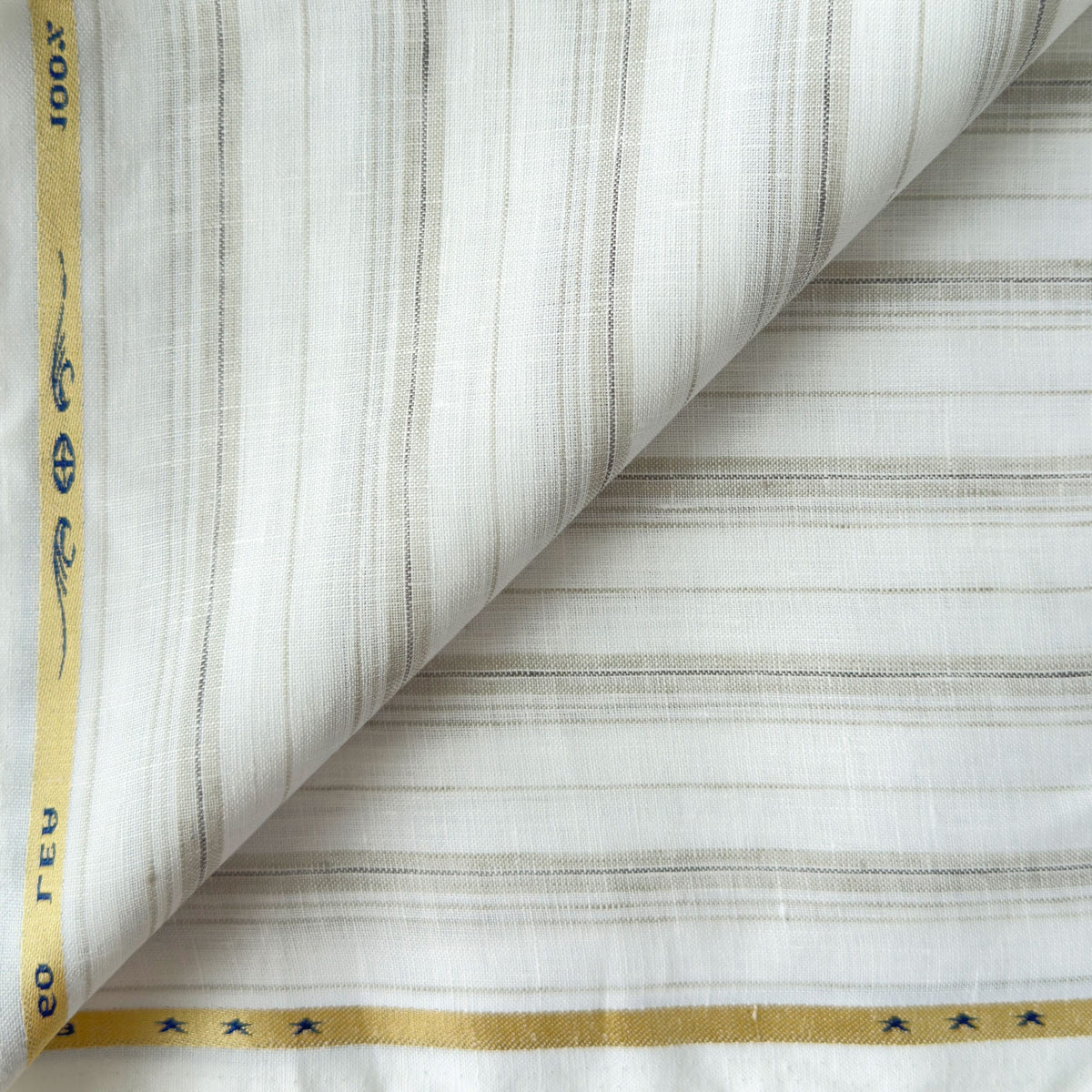 Pure White & Grey Stripes 60 LEA Linen Fabric