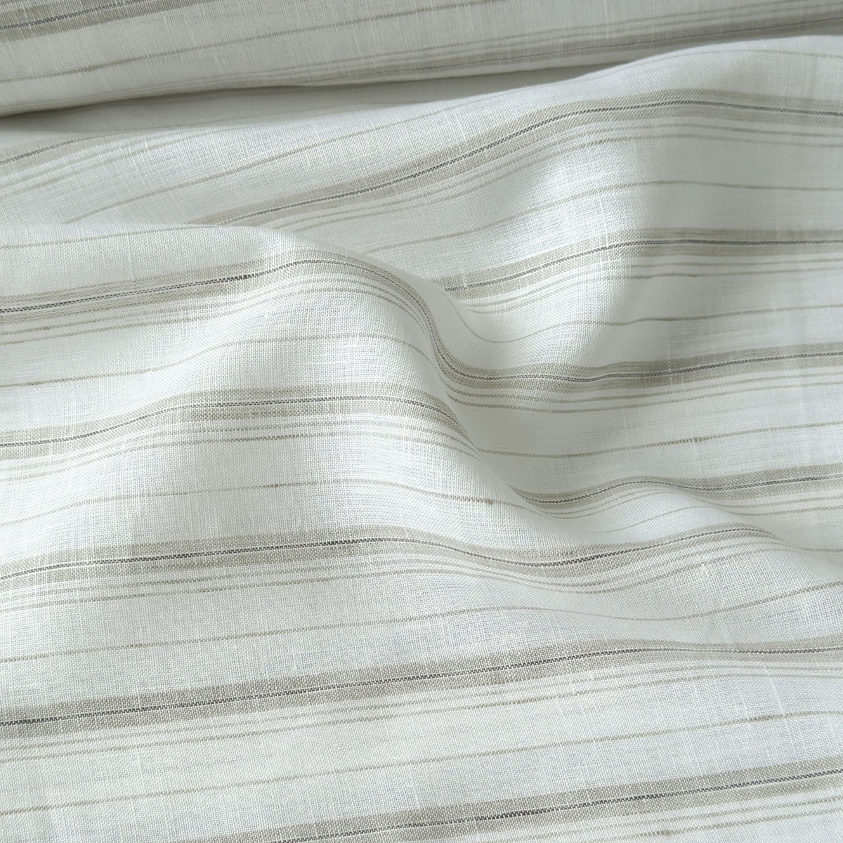 Pure White & Grey Stripes 60 LEA Linen Fabric
