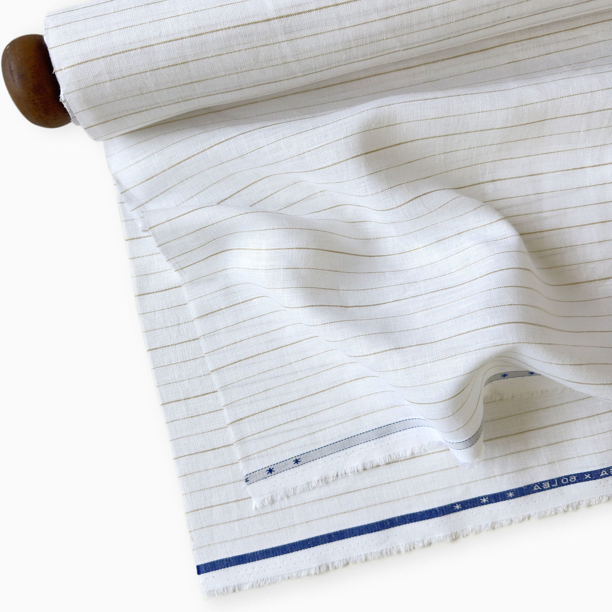 Pure White & Mustard Stripes 60 LEA Linen Fabric
