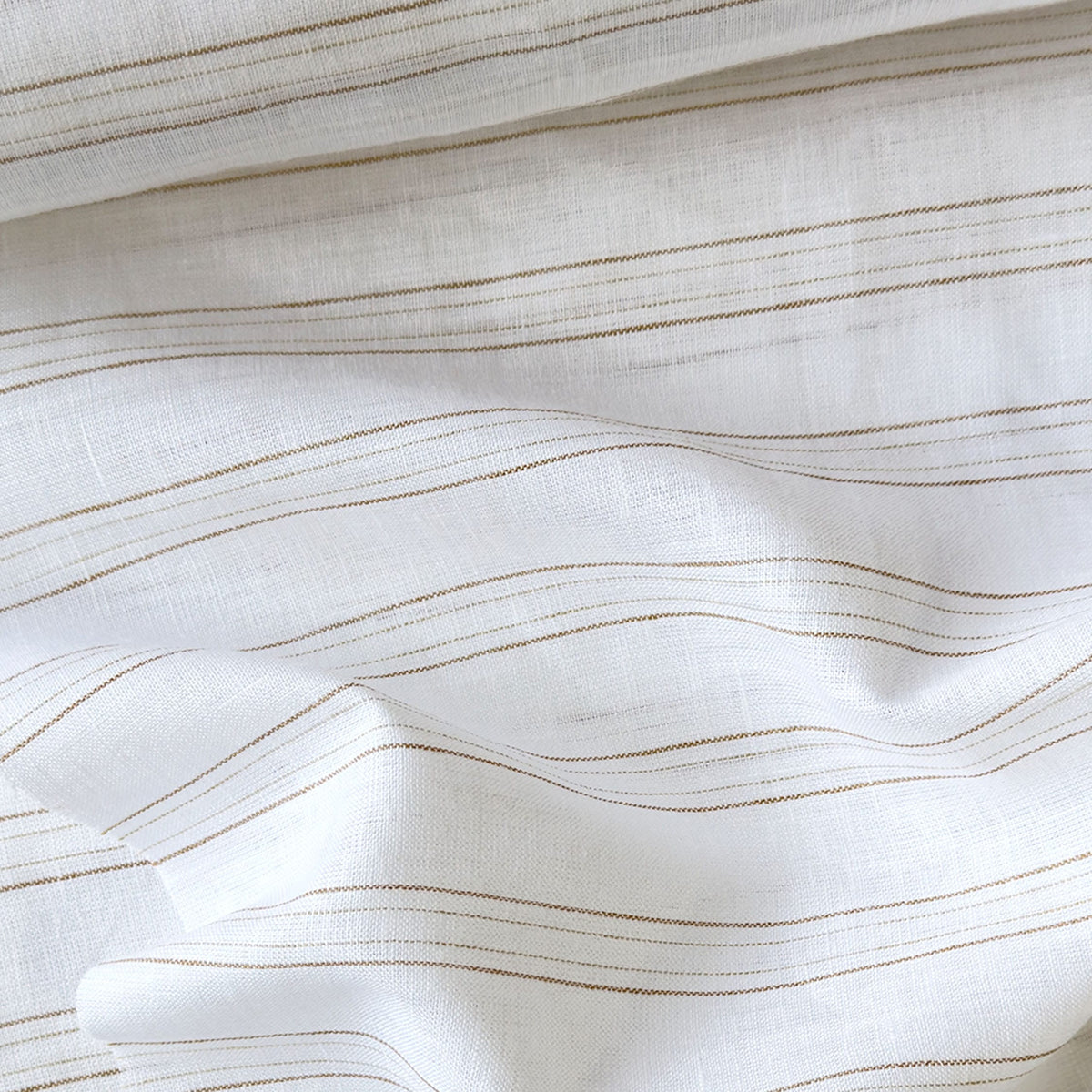 Pure White & Mustard Stripes 60 LEA Linen Fabric