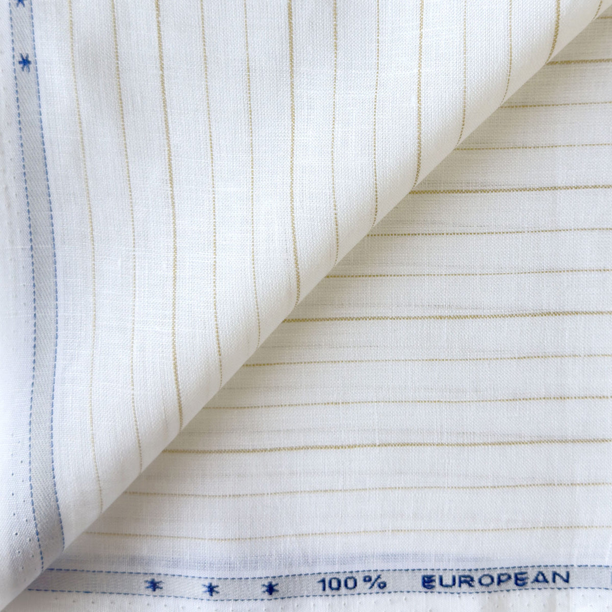Pure White & Mustard Stripes 60 LEA Linen Fabric