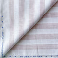 Pure White & Rose Brown Stripes 60 LEA Linen Fabric