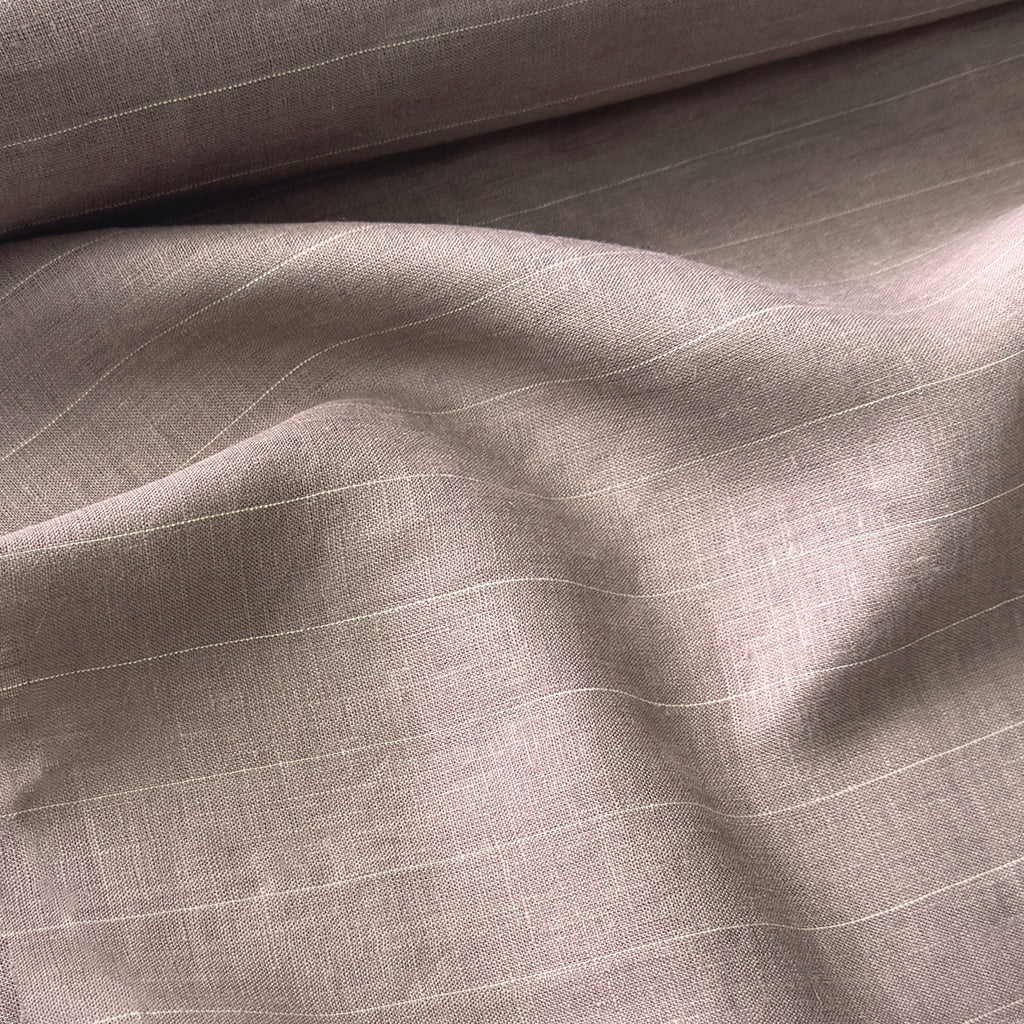 Rose Brown & Beige Stripes 60 LEA Linen Fabric