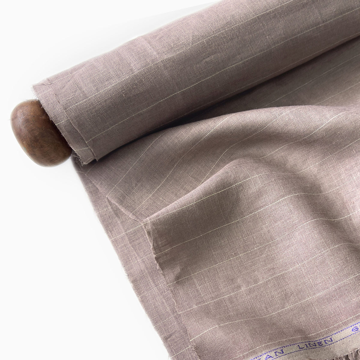 Rose Brown & Beige Stripes 60 LEA Linen Fabric